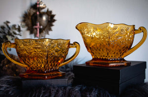 Golden Amber Vintage Glass Set