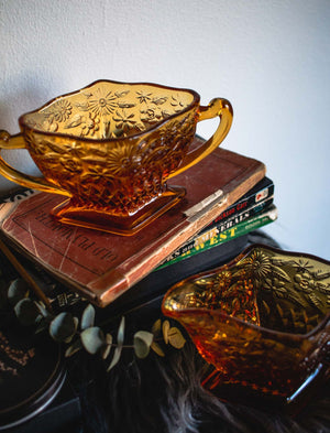 Golden Amber Vintage Glass Set